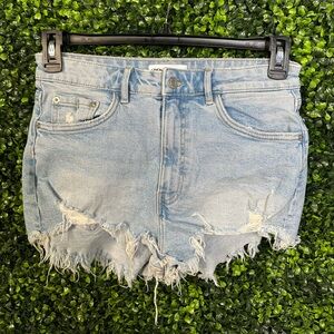 Zara Light Blue Distressed  Jean Shorts